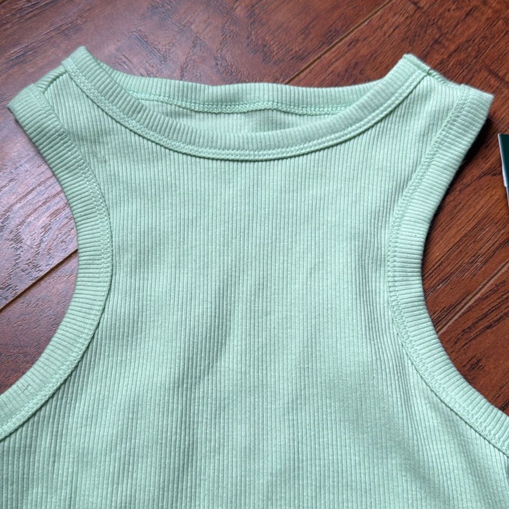 NWT Wild Fable XXS GREEN Ribbed Cropped Racerback Tank Top Halter Tiny - Picture 10 of 12
